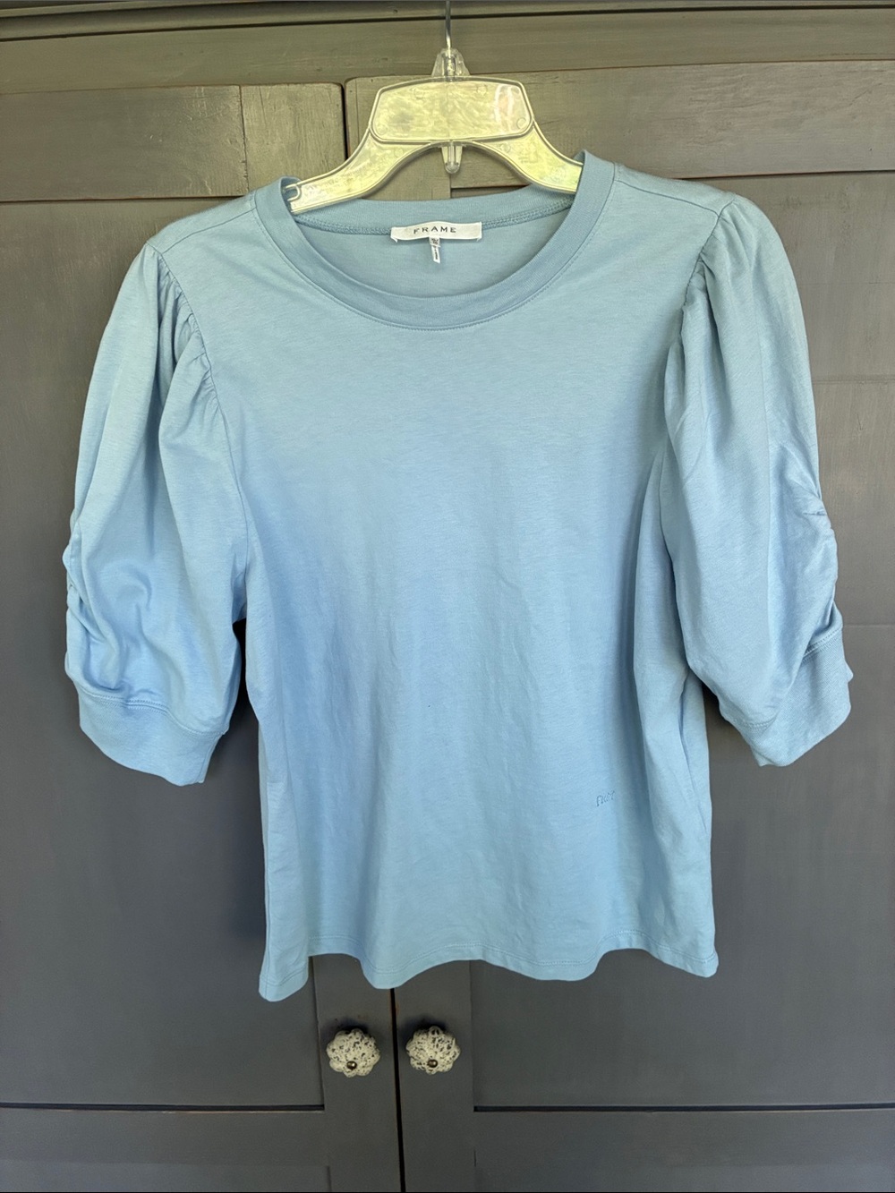 Frame Denim Powder Blue Puff-Sleeve Tee